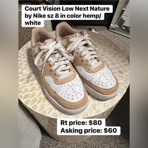 Nike Women's Court Vision Low Next Nature Sneakers size 8